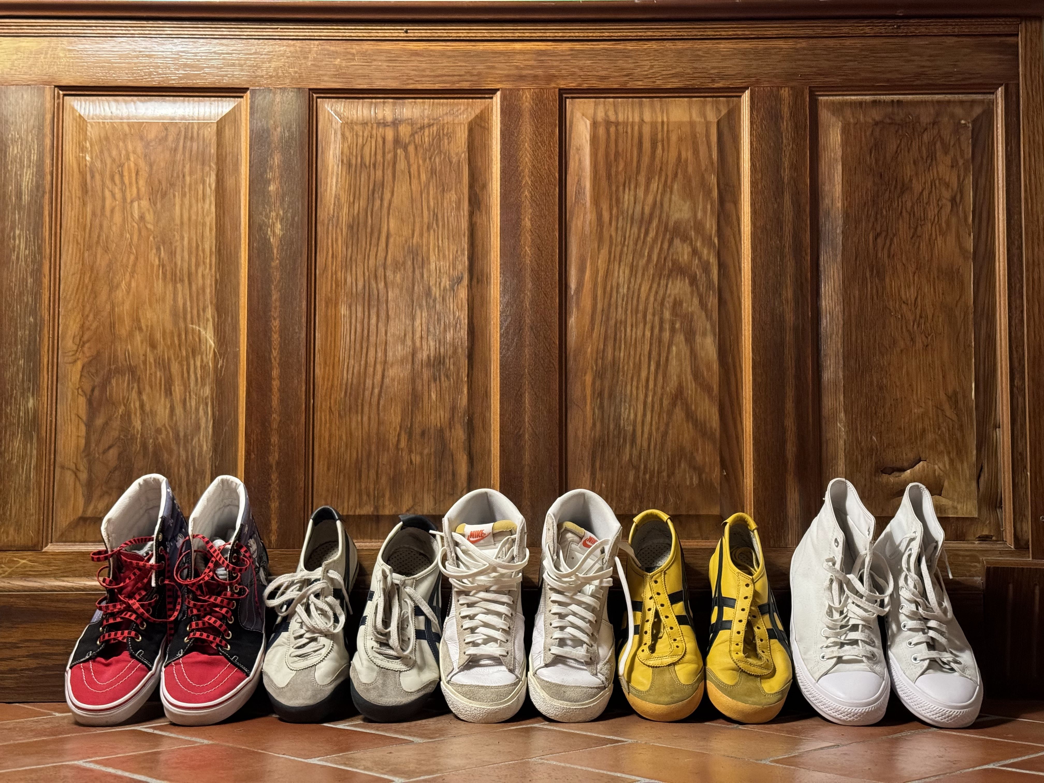 Variety of stylish sneakers on display